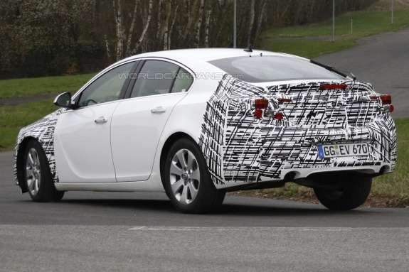 Facelifted Opel Insignia test prototype side-rear view