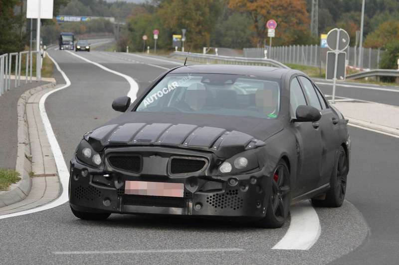 New Mercedes-Benz C 63 AMG test prototype side-front view_no_copyright