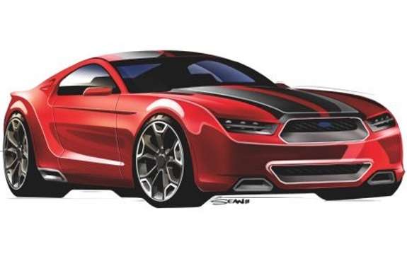 Next Ford Mustang rendering by Sean Smith side-front view
