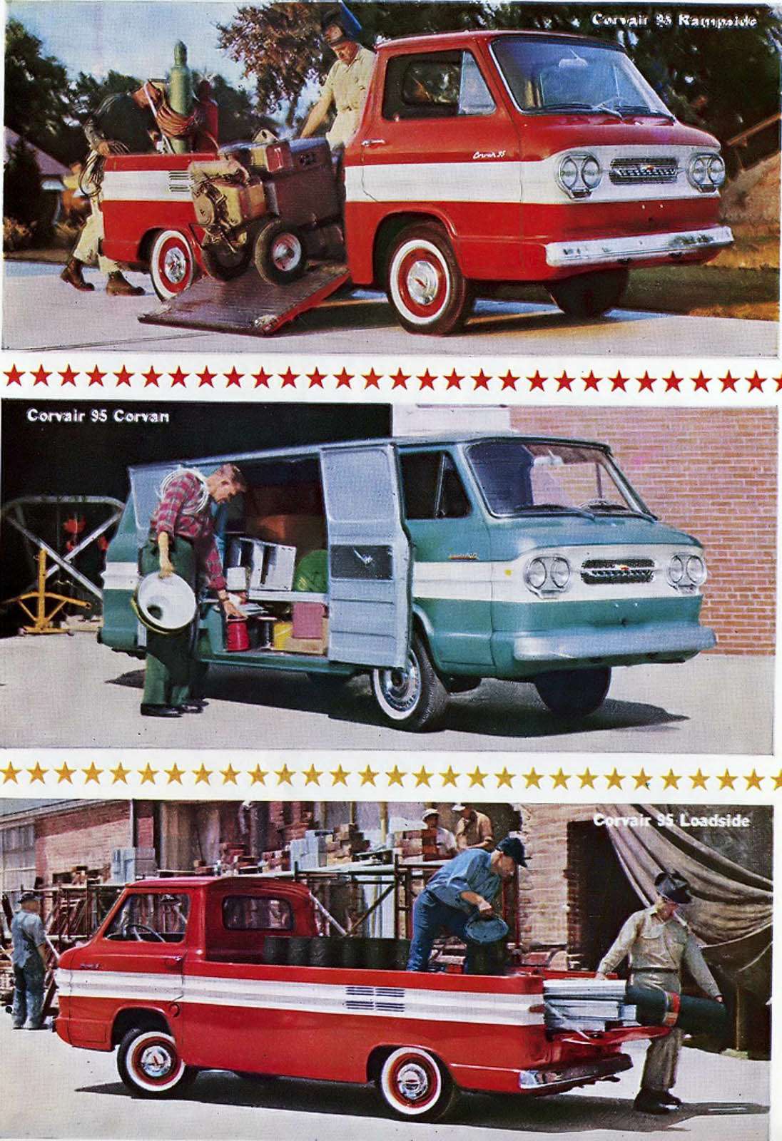 Грузовые модификации Chevrolet — пикапы Rampside и Lоadside и фургон Сorvan.