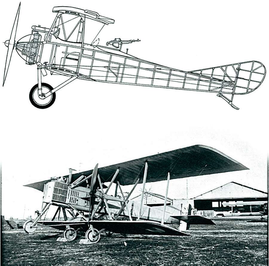 Российский Лебедь-ХII с двигателем Salmson (вверху) Salmson SM1, 1916 год. (внизу)
