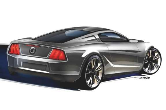 Next Ford Mustang rendering by Sean Smith side-rear view