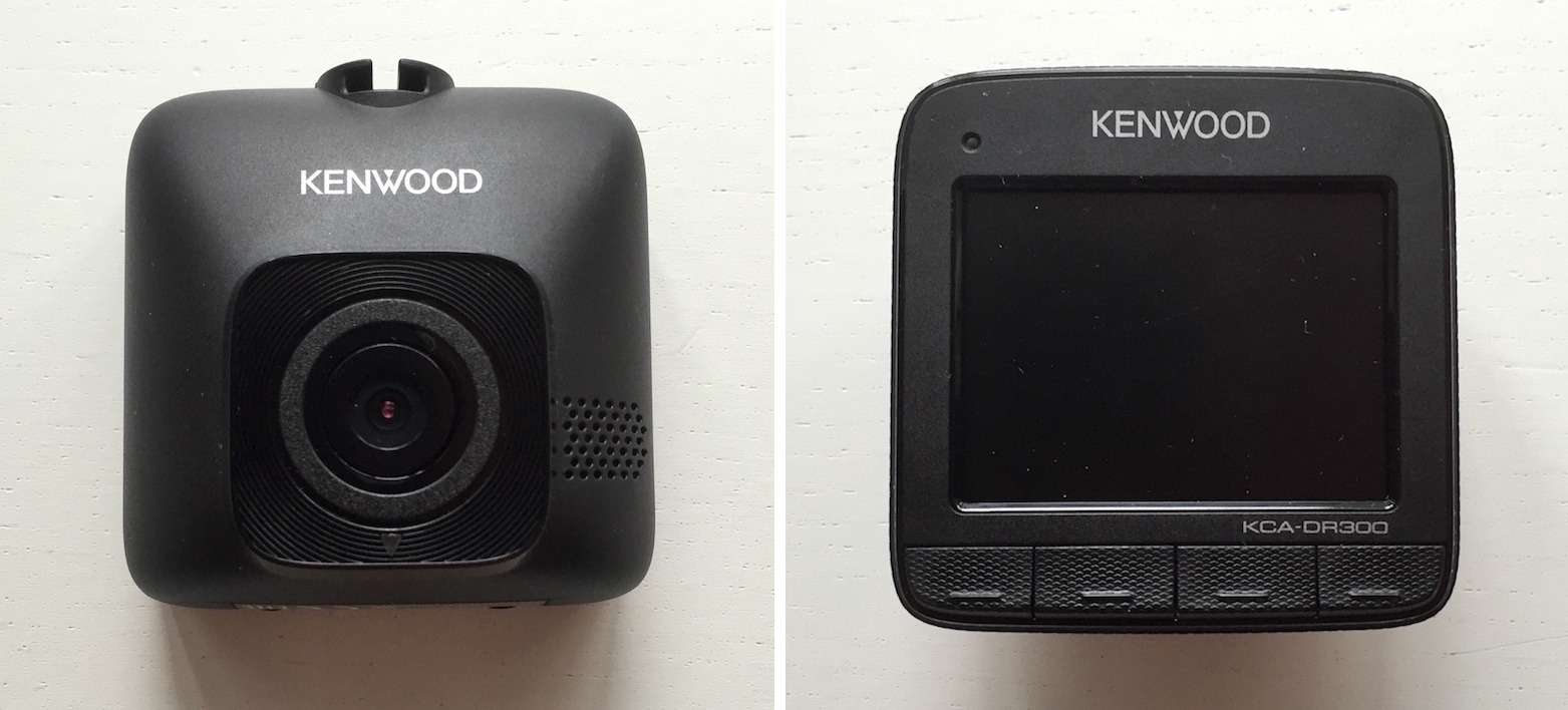 Видеорегистратор Kenwood KCA-DR300: вид спереди и сзади