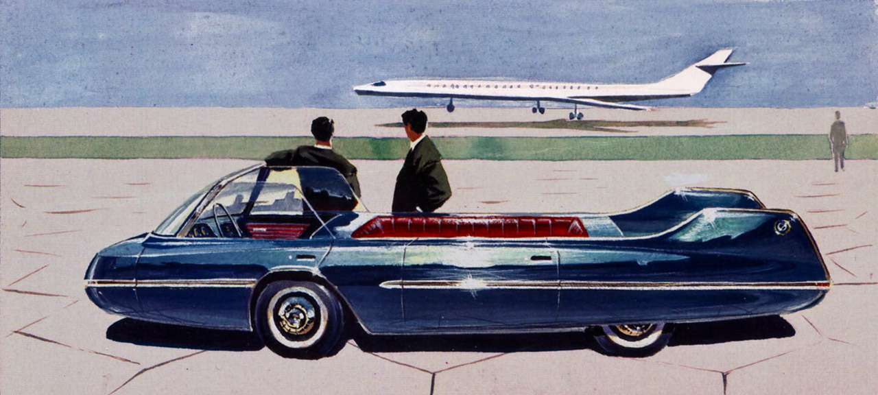 Рисунок Эрика Сабо, сделанный в 1962 году. Представляете себе генсека и иных «членов» в подобном автомобиле?